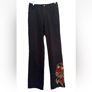 Dana Buchman Women's Embroidered Pants Size 4 Blue